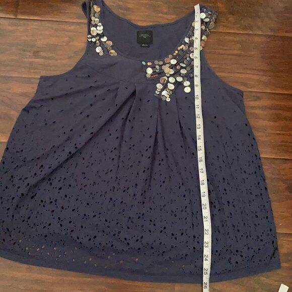 Anthropologie Deletta Blue Sprinkled Shell Detailed Top - Picture 6 of 10